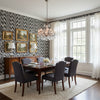 Ginger Black | Thibaut Wallcoverings - Dining Room Visualization (AI-generated, may not be to scale. Verify pattern scale with product specifications.)