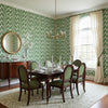 Ginger Emerald | Thibaut Wallcoverings - Dining Room Visualization (AI-generated, may not be to scale. Verify pattern scale with product specifications.)