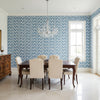 Ginger Blue | Thibaut Wallcoverings - Dining Room Visualization (AI-generated, may not be to scale. Verify pattern scale with product specifications.)