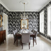 Maverick Black | Thibaut Wallcoverings - Dining Room Visualization (AI-generated, may not be to scale. Verify pattern scale with product specifications.)