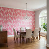 Maverick Pink | Thibaut Wallcoverings - Dining Room Visualization (AI-generated, may not be to scale. Verify pattern scale with product specifications.)