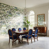 Mystic Garden Blue and Green | Thibaut Wallcoverings - Dining Room Visualization (AI-generated, may not be to scale. Verify pattern scale with product specifications.)