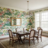 Mystic Garden Cream | Thibaut Wallcoverings - Dining Room Visualization (AI-generated, may not be to scale. Verify pattern scale with product specifications.)