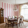 Nola Stripe Pink | Thibaut Wallcoverings - Dining Room Visualization (AI-generated, may not be to scale. Verify pattern scale with product specifications.)