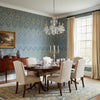 High Plains Bluestone | Thibaut Wallcoverings - Dining Room Visualization (AI-generated, may not be to scale. Verify pattern scale with product specifications.)
