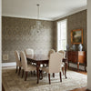 High Plains Brown | Thibaut Wallcoverings - Dining Room Visualization (AI-generated, may not be to scale. Verify pattern scale with product specifications.)