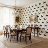 Marlborough Downs Black and White | Thibaut Wallcoverings - Dining Room Visualization (AI-generated, may not be to scale. Verify pattern scale with product specifications.)