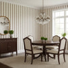 Reno Stripe Black | Thibaut Wallcoverings - Dining Room Visualization (AI-generated, may not be to scale. Verify pattern scale with product specifications.)