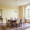 Galway Yellow | Thibaut Wallcoverings - Dining Room Visualization (AI-generated, may not be to scale. Verify pattern scale with product specifications.)