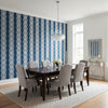 Braid Navy | Thibaut Wallcoverings - Dining Room Visualization (AI-generated, may not be to scale. Verify pattern scale with product specifications.)