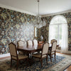 Chatelain Brown | Thibaut Wallcoverings - Dining Room Visualization (AI-generated, may not be to scale. Verify pattern scale with product specifications.)