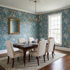 Chatelain Robin's Egg | Thibaut Wallcoverings - Dining Room Visualization (AI-generated, may not be to scale. Verify pattern scale with product specifications.)