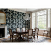 Claudette Charcoal | Thibaut Wallcoverings - Dining Room Visualization (AI-generated, may not be to scale. Verify pattern scale with product specifications.)