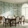 Claudette Robin's Egg | Thibaut Wallcoverings - Dining Room Visualization (AI-generated, may not be to scale. Verify pattern scale with product specifications.)