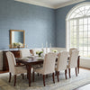 Arthur's Tweed Navy | Thibaut Wallcoverings - Dining Room Visualization (AI-generated, may not be to scale. Verify pattern scale with product specifications.)