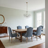 Cape May Weave Pale Blue | Thibaut Wallcoverings - Dining Room Visualization (AI-generated, may not be to scale. Verify pattern scale with product specifications.)
