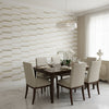 Encinitas White | Thibaut Wallcoverings - Dining Room Visualization (AI-generated, may not be to scale. Verify pattern scale with product specifications.)