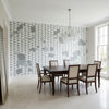 Hidden Hills Black and White | Thibaut Wallcoverings - Dining Room Visualization (AI-generated, may not be to scale. Verify pattern scale with product specifications.)