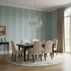 Evia Mineral and White | Thibaut Wallcoverings - Dining Room Visualization (AI-generated, may not be to scale. Verify pattern scale with product specifications.)
