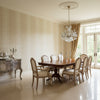 Evia Light Taupe and White | Thibaut Wallcoverings - Dining Room Visualization (AI-generated, may not be to scale. Verify pattern scale with product specifications.)