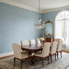 Fine Harvest Navy | Thibaut Wallcoverings - Dining Room Visualization (AI-generated, may not be to scale. Verify pattern scale with product specifications.)
