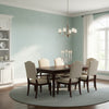 Fine Harvest Teal | Thibaut Wallcoverings - Dining Room Visualization (AI-generated, may not be to scale. Verify pattern scale with product specifications.)