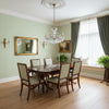 Fine Harvest Mint | Thibaut Wallcoverings - Dining Room Visualization (AI-generated, may not be to scale. Verify pattern scale with product specifications.)