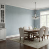 Fine Harvest Denim | Thibaut Wallcoverings - Dining Room Visualization (AI-generated, may not be to scale. Verify pattern scale with product specifications.)
