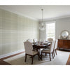 Inverness Fog | Thibaut Wallcoverings - Dining Room Visualization (AI-generated, may not be to scale. Verify pattern scale with product specifications.)