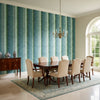 Painted Desert Green and Blue | Thibaut Wallcoverings - Dining Room Visualization (AI-generated, may not be to scale. Verify pattern scale with product specifications.)
