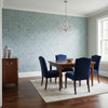 Crystalla Metallic Silver on Mineral | Thibaut Wallcoverings - Dining Room Visualization (AI-generated, may not be to scale. Verify pattern scale with product specifications.)