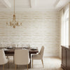 Echo Metallic Gold on White | Thibaut Wallcoverings - Dining Room Visualization (AI-generated, may not be to scale. Verify pattern scale with product specifications.)