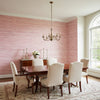 Morada Bay Raspberry | Thibaut Wallcoverings - Dining Room Visualization (AI-generated, may not be to scale. Verify pattern scale with product specifications.)