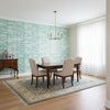 Ischia Turquoise | Thibaut Wallcoverings - Dining Room Visualization (AI-generated, may not be to scale. Verify pattern scale with product specifications.)