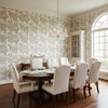 Marine Coral Beige | Thibaut Wallcoverings - Dining Room Visualization (AI-generated, may not be to scale. Verify pattern scale with product specifications.)
