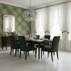 Palm Frond Black and Green | Thibaut Wallcoverings - Dining Room Visualization (AI-generated, may not be to scale. Verify pattern scale with product specifications.)
