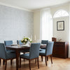 Pinellas Navy | Thibaut Wallcoverings - Dining Room Visualization (AI-generated, may not be to scale. Verify pattern scale with product specifications.)