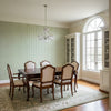 Baker Weave Green | Thibaut Wallcoverings - Dining Room Visualization (AI-generated, may not be to scale. Verify pattern scale with product specifications.)