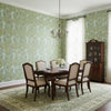 Desmond Aqua and Green | Thibaut Wallcoverings - Dining Room Visualization (AI-generated, may not be to scale. Verify pattern scale with product specifications.)