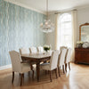 Ebru Aqua | Thibaut Wallcoverings - Dining Room Visualization (AI-generated, may not be to scale. Verify pattern scale with product specifications.)