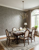 Java | Olive Wallpaper - Dining Room Visualization (AI-generated, may not be to scale. Verify pattern scale with product specifications.)