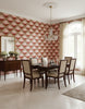 Verster | Oxblood Wallpaper - Dining Room Visualization (AI-generated, may not be to scale. Verify pattern scale with product specifications.)