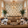 Althea Linen Pr Citron | Kravet - Hotel Lobby Visualization (AI-generated, may not be to scale. Verify pattern scale with product specifications.)