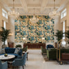 Nympheus Print Straw | Kravet - Hotel Lobby Visualization (AI-generated, may not be to scale. Verify pattern scale with product specifications.)