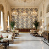 Chinese Lantern Coral | Kravet - Hotel Lobby Visualization (AI-generated, may not be to scale. Verify pattern scale with product specifications.)