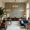 New Sevilla Multi | Kravet - Hotel Lobby Visualization (AI-generated, may not be to scale. Verify pattern scale with product specifications.)