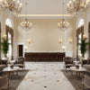 Dublin Linen  Prism | Kravet - Hotel Lobby Visualization (AI-generated, may not be to scale. Verify pattern scale with product specifications.)