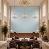 Dublin Linen light blue | Kravet - Hotel Lobby Visualization (AI-generated, may not be to scale. Verify pattern scale with product specifications.)