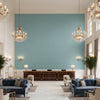 Dublin Linen pale teal | Kravet - Hotel Lobby Visualization (AI-generated, may not be to scale. Verify pattern scale with product specifications.)