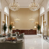 Dublin Linen  Granite | Kravet - Hotel Lobby Visualization (AI-generated, may not be to scale. Verify pattern scale with product specifications.)
